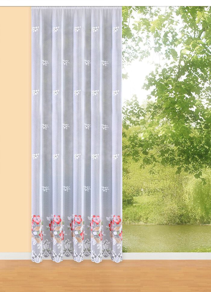 Langvorhang mit Universalschienenband WEISS-BUNT