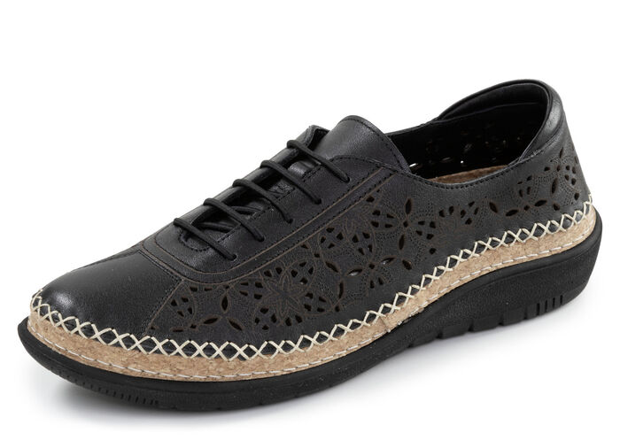 ELENA EDEN, sommerliche Damen-Schn&uuml;rschuhe, Weite H, mit herausnehmbarem Fussbett SCHWARZ