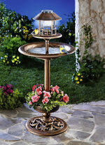 Vogelbad mit &uuml;berdachtem Futterbeh&auml;lter 