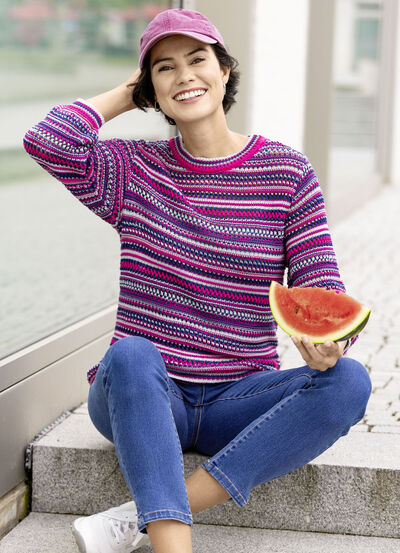 Pullover mit Mustermix im Ringeldessin 