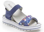 Sandale mit bunt bedrucktem Veloursmaterial BLAU