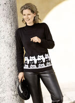 Pullover mit witzigen Katzen SCHWARZ-WEISS-GRAU