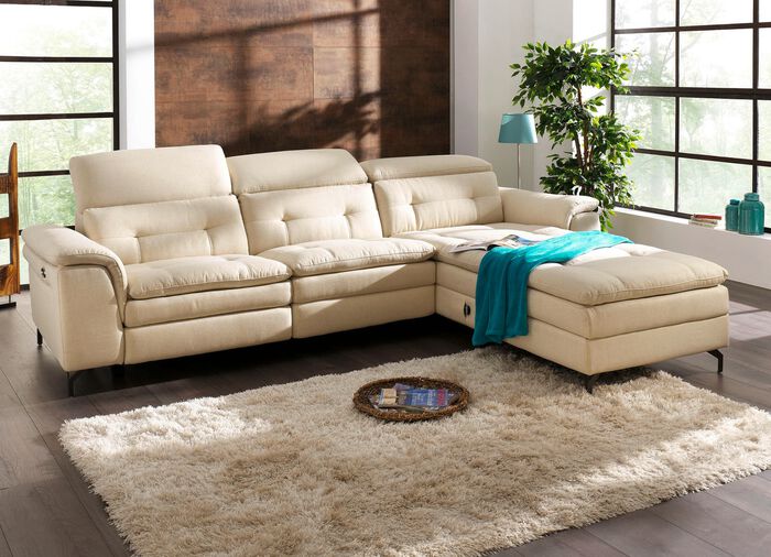 Polsterecke mit verstellbarer Kopfst&uuml;tze und Ottomane 