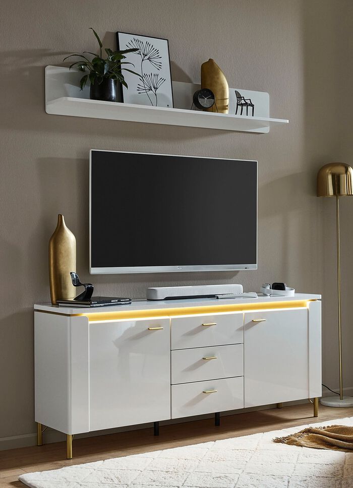 TV-Longboard mit LED-Beleuchtung WEISS-GOLD