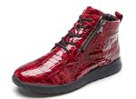 Waldl&auml;ufer Schn&uuml;r-Stiefelette aus edlem, krokogepr&auml;gtem Lackleder ROT