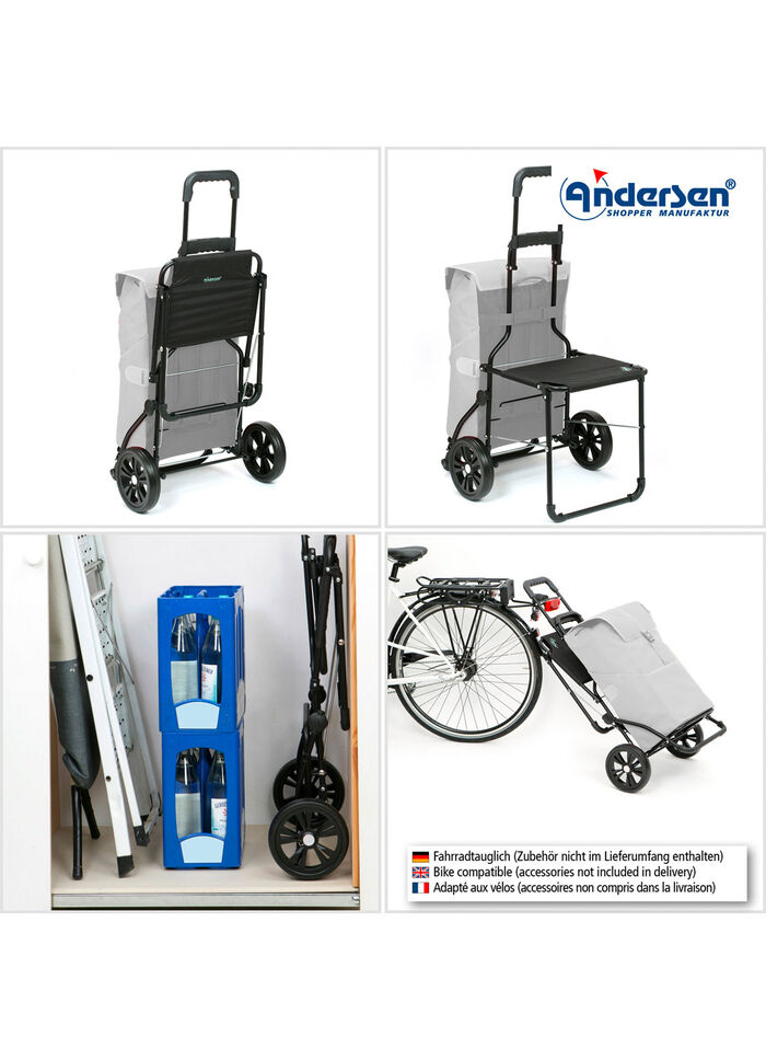 Andersen Einkaufsroller mit Sitzmöglichkeit SCHWARZ