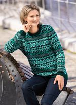 Pullover in flauschiger Qualit&auml;t PETROL-MALACHIT-WEISS