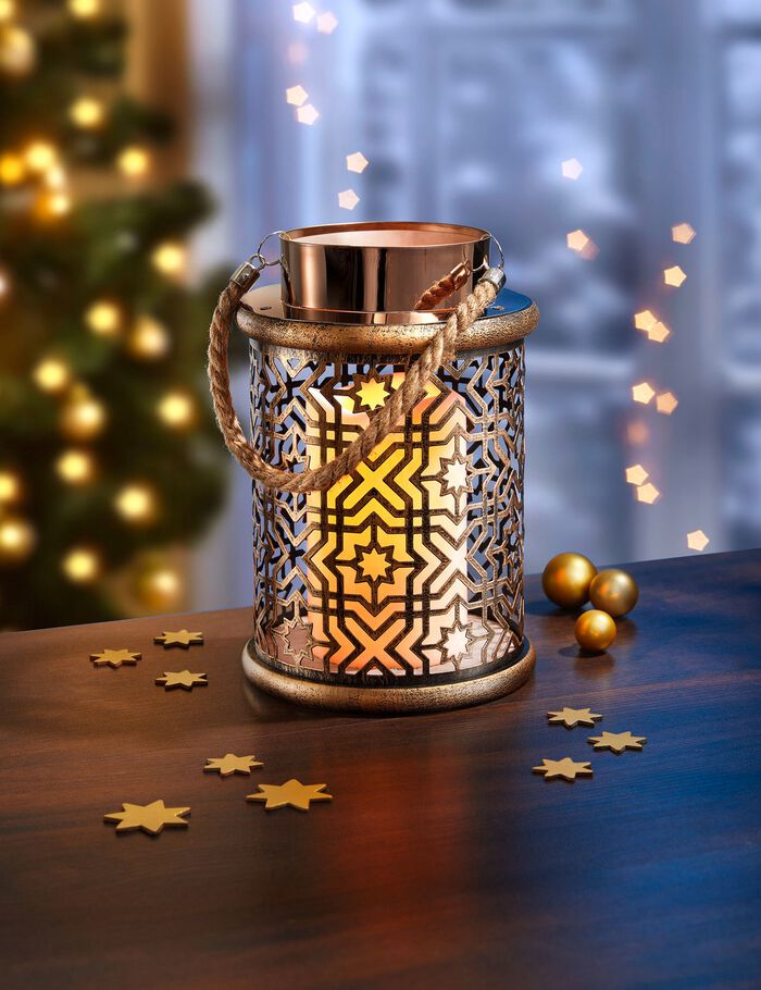 Metall-Laterne mit LED-Kerze 