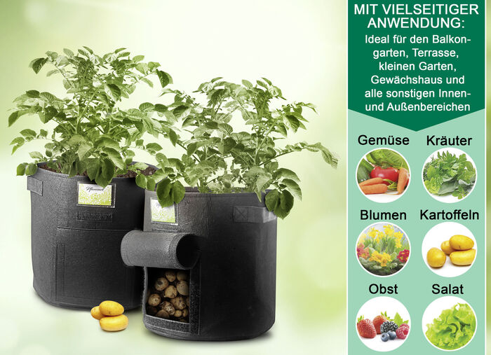 Pflanzsäcke, 3er Set, ideal für Balkon oder Terrasse 