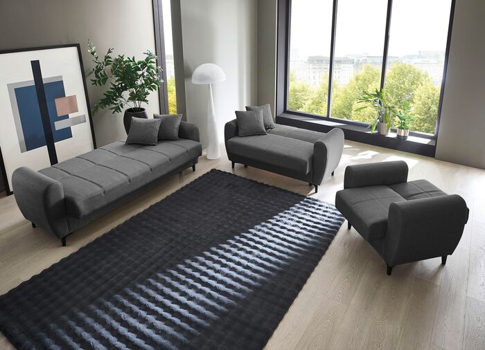 Frei im Raum aufstellbare Polsterm&ouml;bel mit Bettfunktion ANTHRAZIT