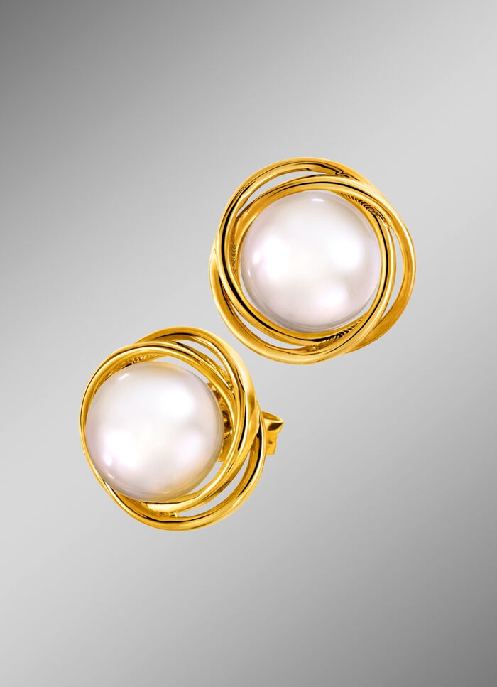 Ohrstecker mit S&uuml;sswasser-Zuchtperlen-Bouton 