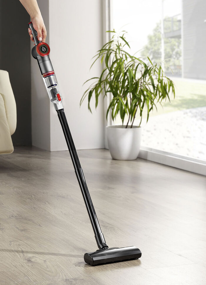 2-in-1 Akku-Hand- und Bodenstaubsauger "MX14 max" mit umfangreichem Zubehör SILBER-ROT