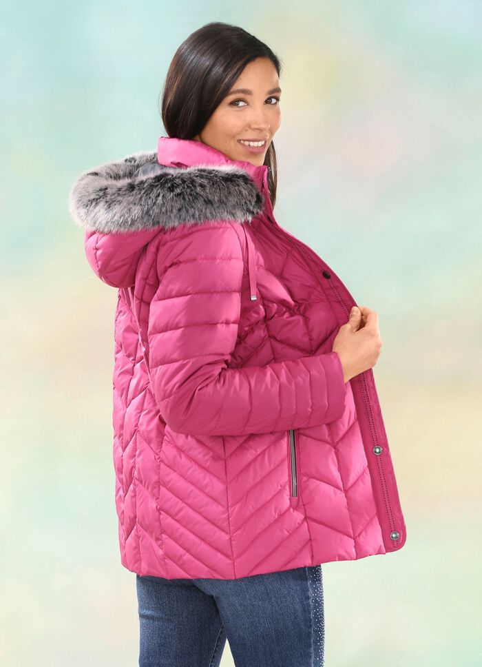Jacke mit abnehmbarer Kapuze FUCHSIA