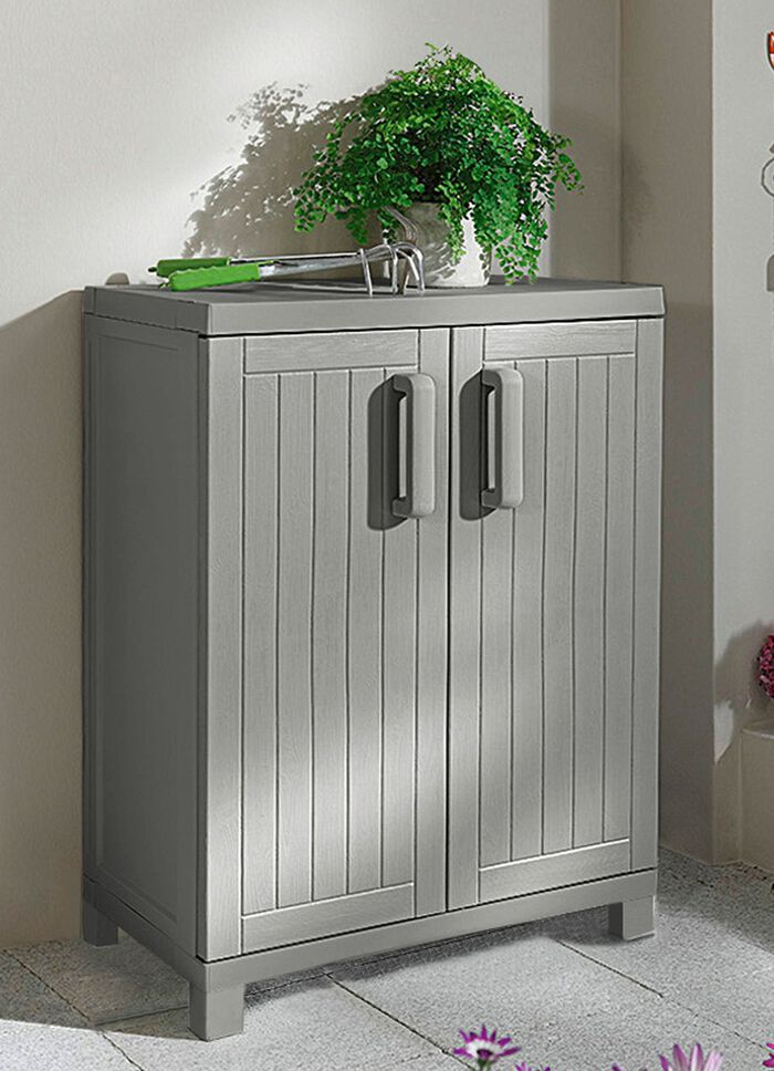 Gartenschrank f&uuml;r innen und aussen GRAU
