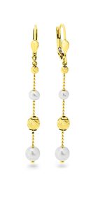 Ohrringe mit S&uuml;sswasser-Zuchtperlen und Goldkugeln 
