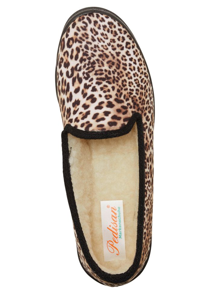 Trendige Damen-Hausschuhe, Weite H, mit Wolle BRAUN