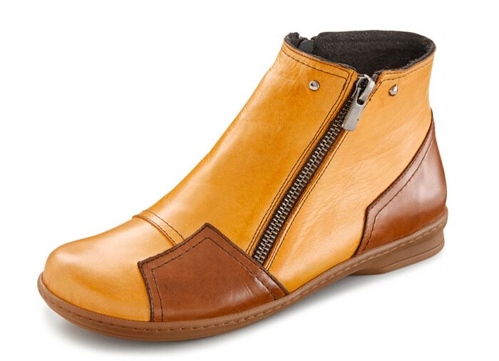 Gemini Stiefelette mit Zierrei&szlig;verschluss GELB-BRAUN
