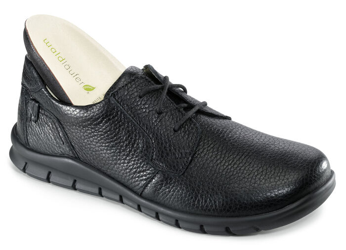 Waldläufer Schnürschuh aus hochwertigem Hirsch-Nappaleder SCHWARZ