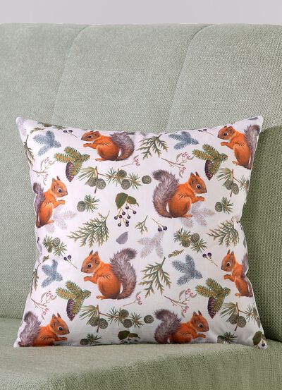 Herbstlicher Kissenbezug mit Eichh&ouml;rnchen-Motiv 