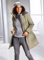 Longjacke mit abnehmbarem Kunstpelz-Besatz HELLGR&Uuml;N