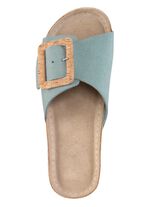 ELENA EDEN, trendige Damen-Pantoletten, aus Leder BLEU