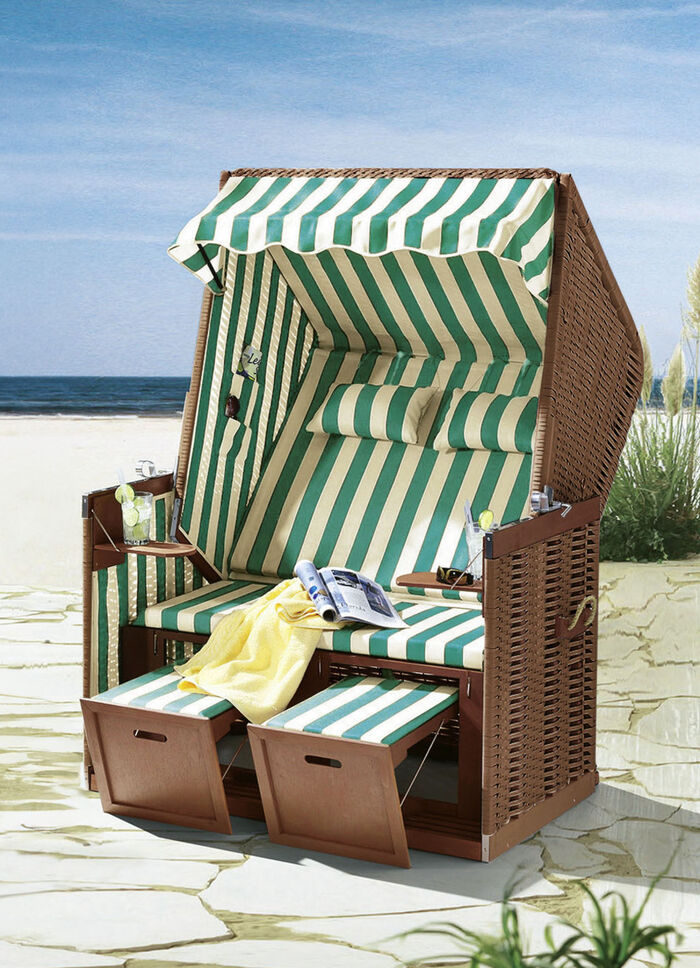Maritimer Strandkorb GRÜN-BEIGE