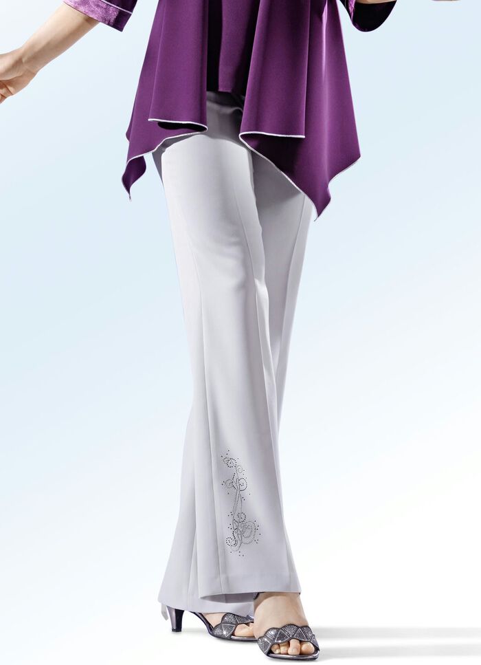 Hose mit edlem Plättchen-Ziermotiv SILBERGRAU