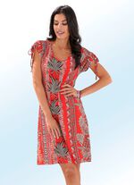 Kleid mit farbbrillantem Druckdessin und &uuml;berschnittenen &Auml;rmeln 