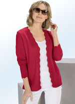 Strickjacke mit Wellenabschlüssen KIRSCHROT