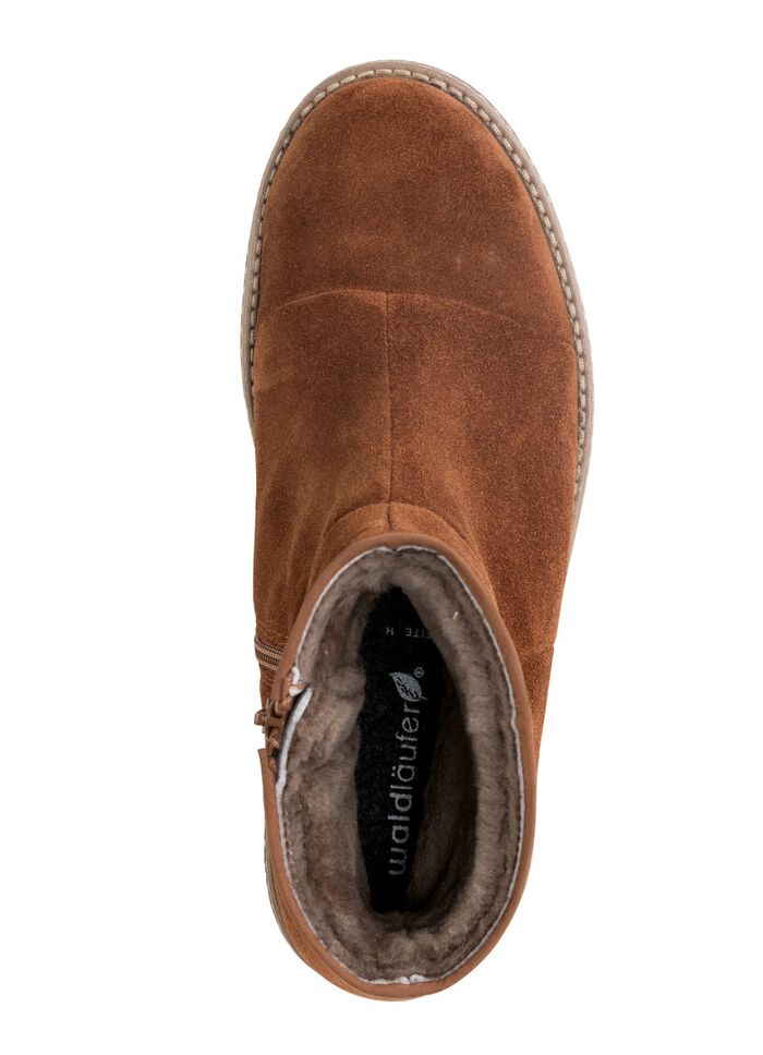 Waldl&auml;ufer, gef&uuml;tterte Damen-Boots, Winterschuhe, Weite H, mit Lammfell COGNAC