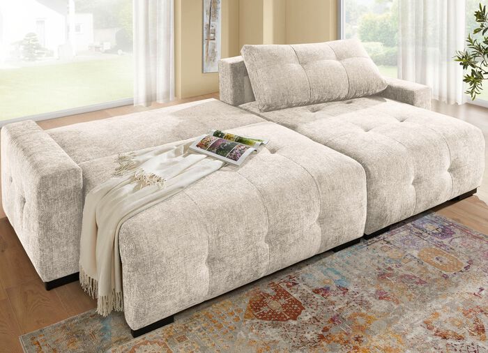 Frei im Raum aufstellbare Polsterecke mit Bettfunktion 