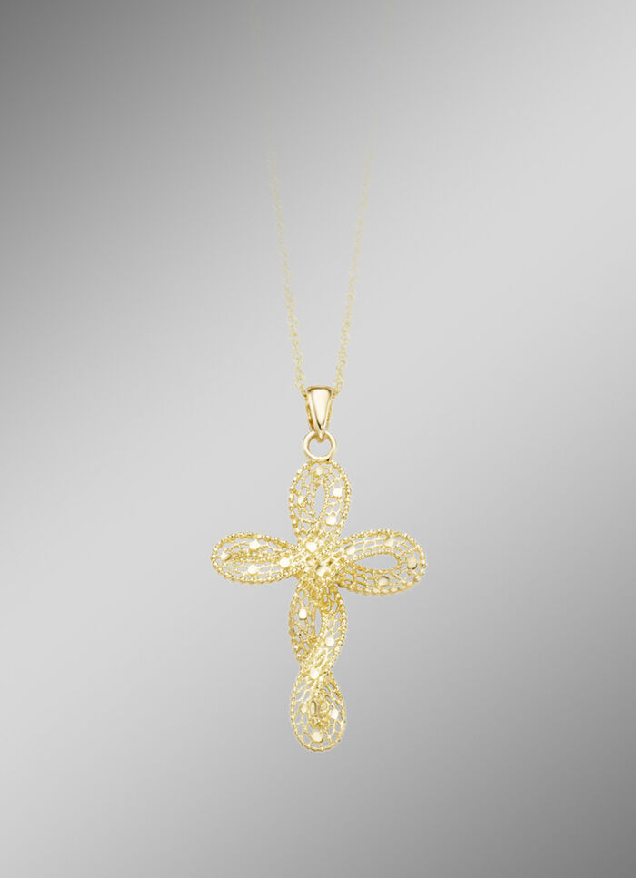 Filigraner, geschwungener Kreuz-Anh&auml;nger 