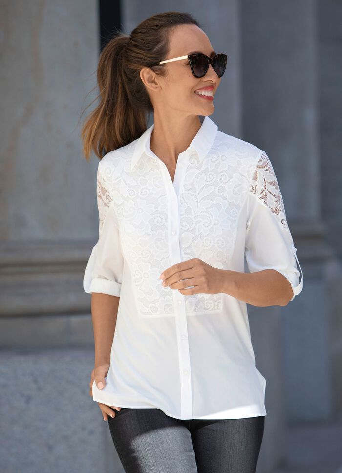 Bluse mit Hemdkragen 