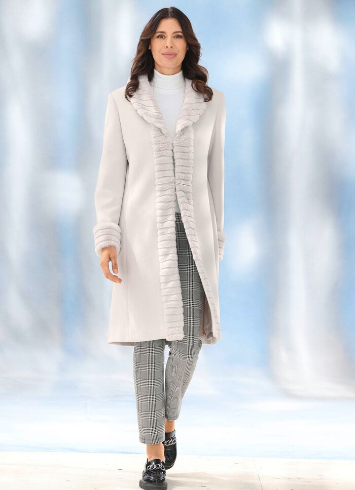 Mantel mit Kunstpelz-Bes&auml;tzen 