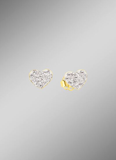 Herz-Ohrstecker mit Kristallen 