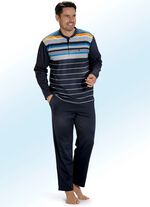 Hajo Klima Komfort Pyjama mit Knopfleiste und garngef&auml;rbtem Ringeldessin 