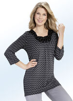 Longshirt mit schwarzer Blende 