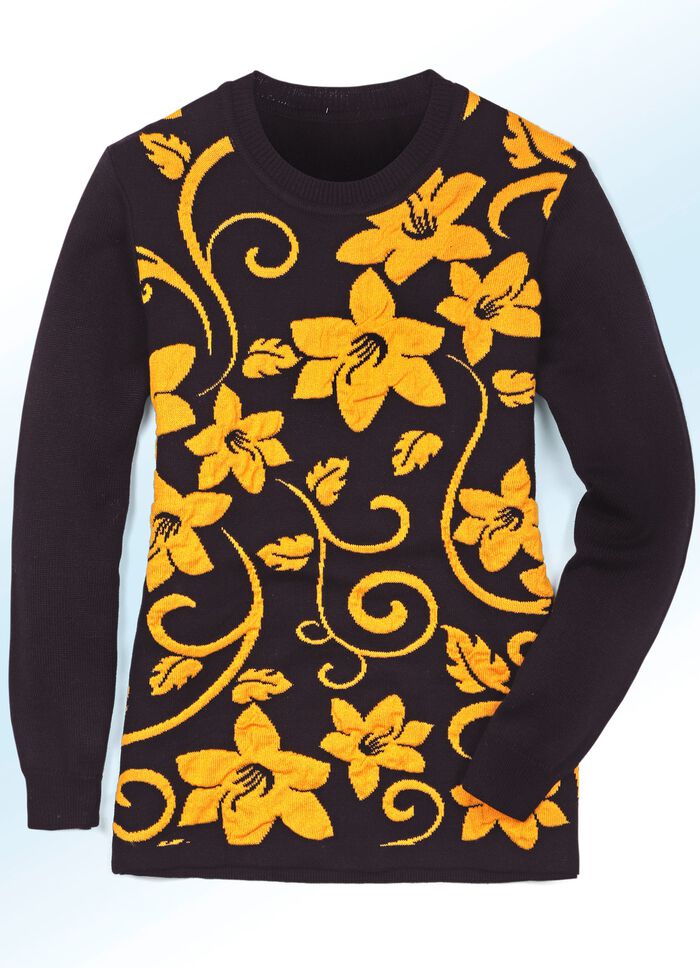 Pullover mit Jacquardmuster und Cloqu&eacute;-Effekten 