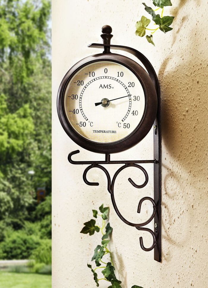 Funk-Wanduhr mit Thermometer 