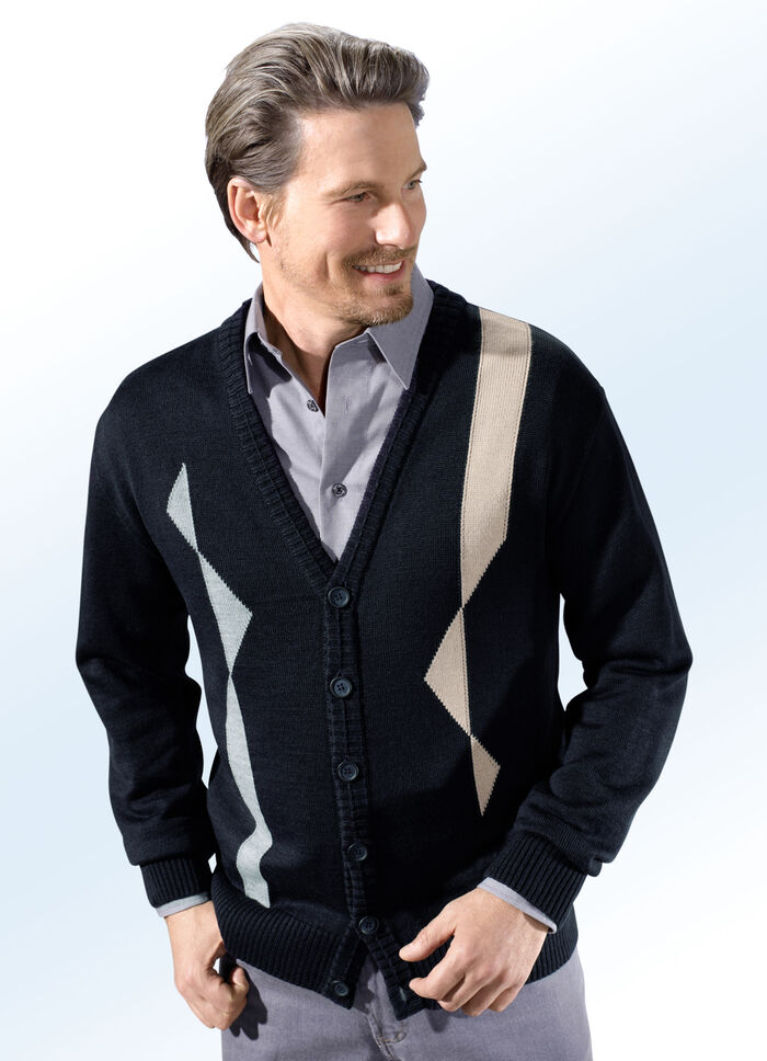 Cardigan mit Intarsien-Verarbeitung 