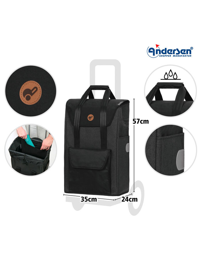 Andersen Einkaufsroller mit Sitzmöglichkeit SCHWARZ