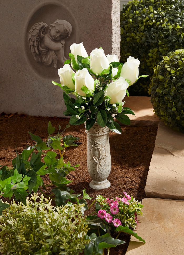 Grabvase mit Gesteck 