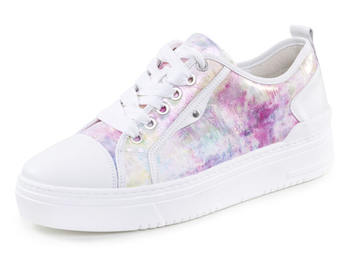 Waldläufer Schnür-Sneaker mit verspieltem Druck WEISS-MULTICOLOR