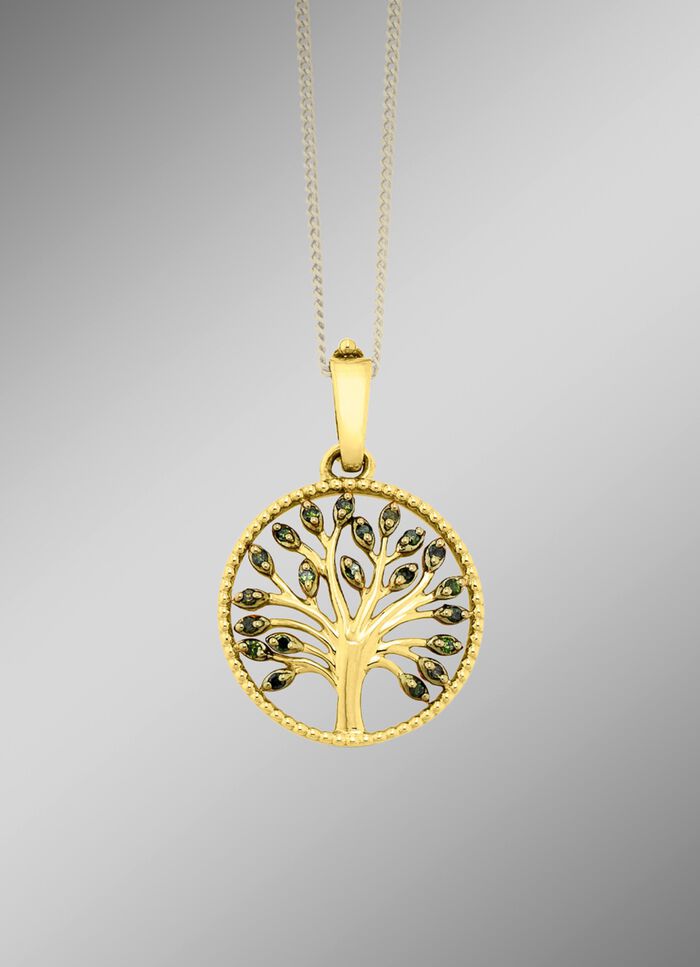 Lebensbaum-Anh&auml;nger mit Diamanten 