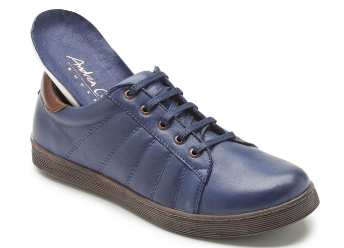 Andrea Conti Schnür-Sneaker mit rückwärtigem Kontrast-Besatz MARINE