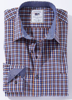 Kariertes «Milano Italy»-Hemd in 3 Farben ORANGE-BLAU KARIERT