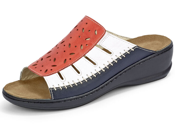 Gemini Pantolette mit praktischem Wechselfussbett ROT-WEISS-MARINE