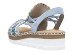 Rieker, sommerliche Damen-Sandalen, mit seitlichen Elastik-Bandagen HELLBLAU-BUNT