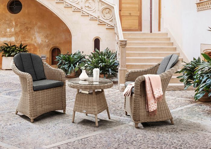 Dreiteiliges Balkonset Malaga mit Auflagen 