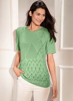 Pullover mit Ajourmix und feinen Strukturen HELLGRÜN